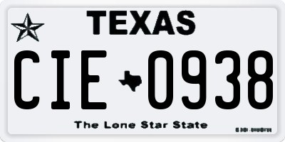 TX license plate CIE0938