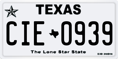 TX license plate CIE0939