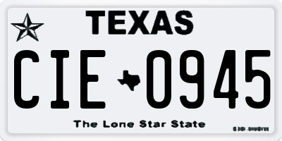 TX license plate CIE0945