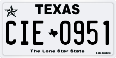 TX license plate CIE0951