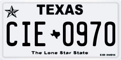 TX license plate CIE0970