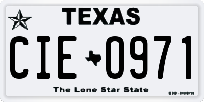 TX license plate CIE0971