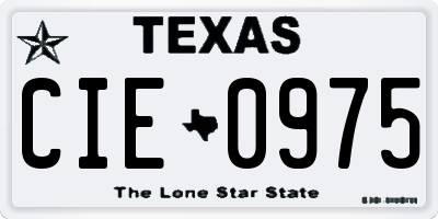 TX license plate CIE0975