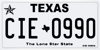 TX license plate CIE0990