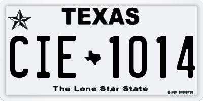 TX license plate CIE1014