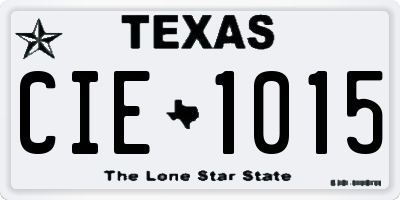 TX license plate CIE1015