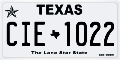 TX license plate CIE1022