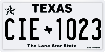 TX license plate CIE1023