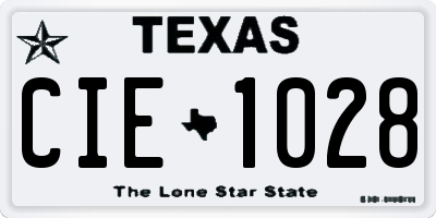 TX license plate CIE1028