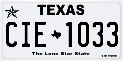 TX license plate CIE1033