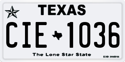 TX license plate CIE1036