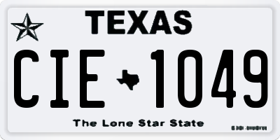 TX license plate CIE1049