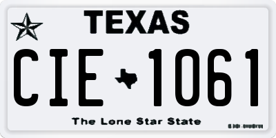 TX license plate CIE1061