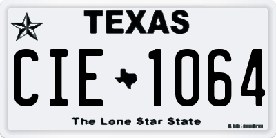 TX license plate CIE1064