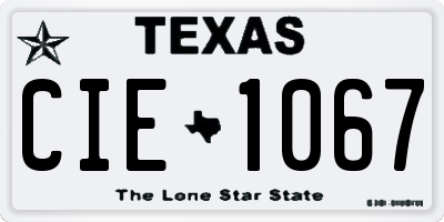 TX license plate CIE1067