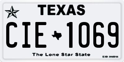 TX license plate CIE1069