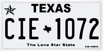 TX license plate CIE1072