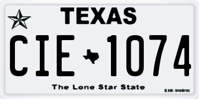 TX license plate CIE1074