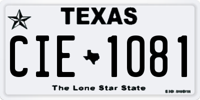 TX license plate CIE1081