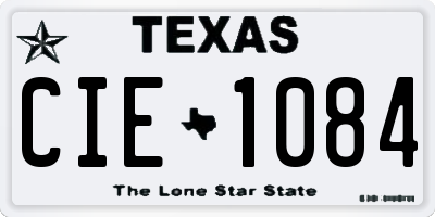 TX license plate CIE1084