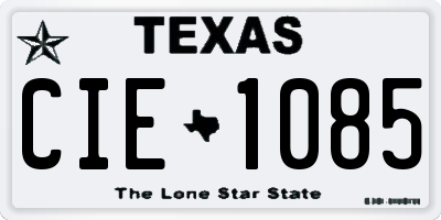 TX license plate CIE1085