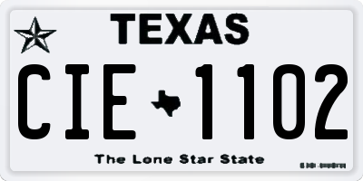 TX license plate CIE1102
