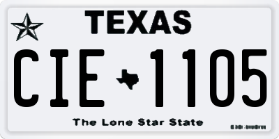 TX license plate CIE1105