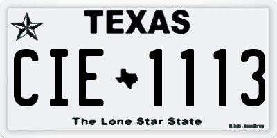 TX license plate CIE1113