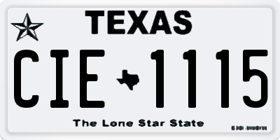 TX license plate CIE1115