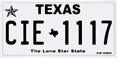 TX license plate CIE1117