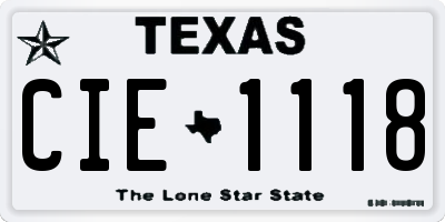 TX license plate CIE1118