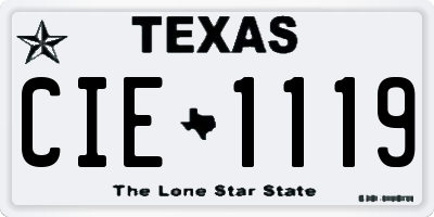 TX license plate CIE1119