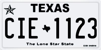 TX license plate CIE1123