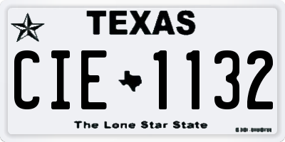TX license plate CIE1132