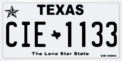 TX license plate CIE1133
