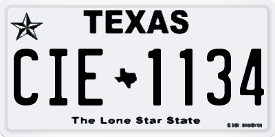 TX license plate CIE1134
