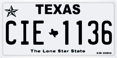 TX license plate CIE1136