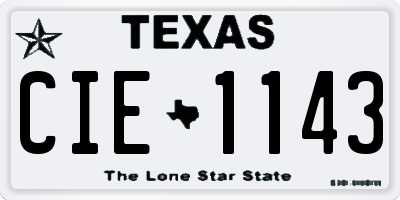 TX license plate CIE1143
