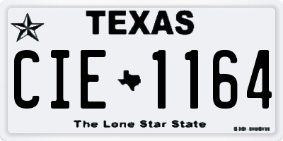 TX license plate CIE1164
