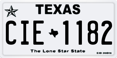 TX license plate CIE1182
