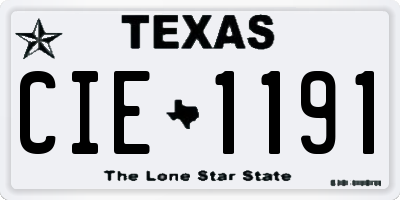TX license plate CIE1191