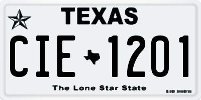 TX license plate CIE1201