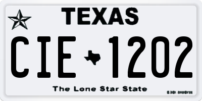 TX license plate CIE1202