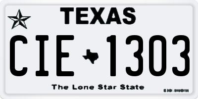 TX license plate CIE1303
