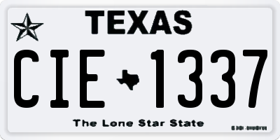 TX license plate CIE1337