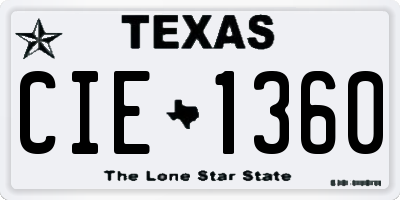 TX license plate CIE1360