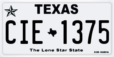 TX license plate CIE1375