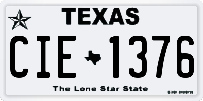 TX license plate CIE1376