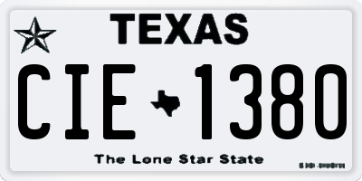 TX license plate CIE1380