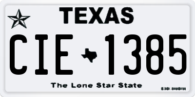 TX license plate CIE1385